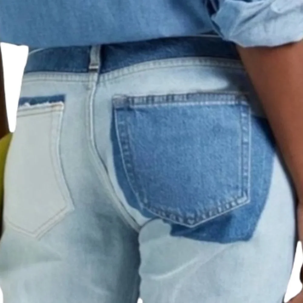 Frame Dinsmore Le Garcon Mix Media Blue Fade  Denim Mid Rise Straight